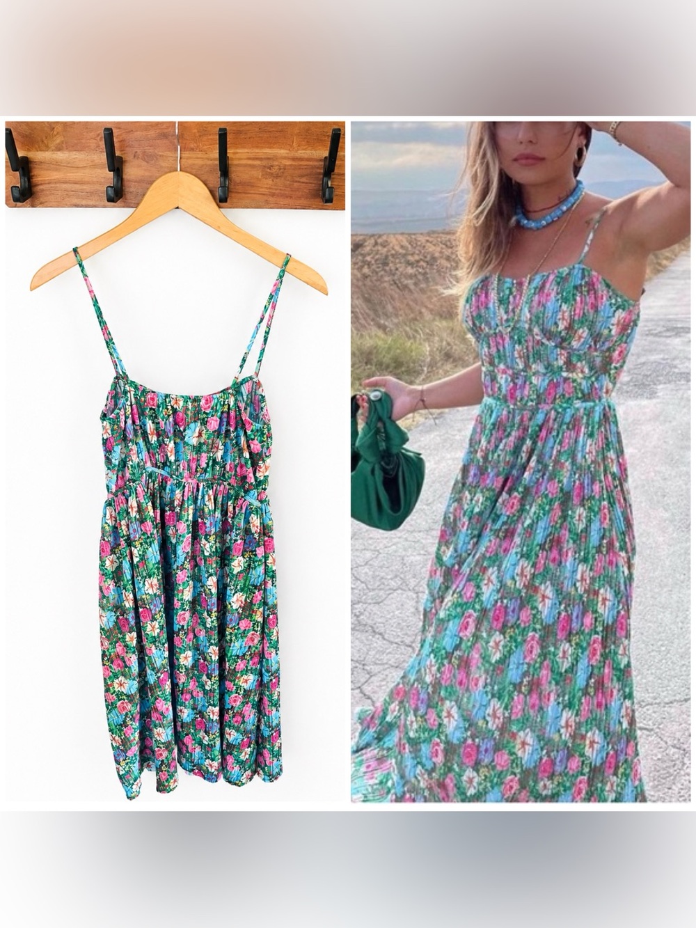 Zara Green Summer Floral
Midi Dress Size Small